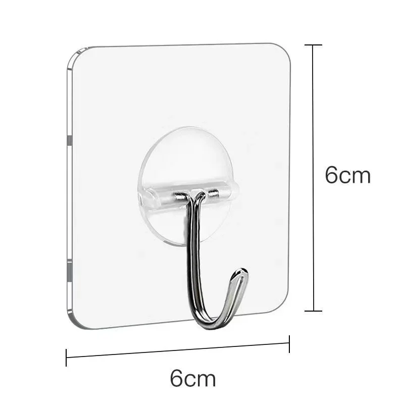 10/1pcs Transparent Stainless Steel Strong Self Adhesive Hooks Key Storage Hanger for Kitchen Bathroom Door Wall Multi-function