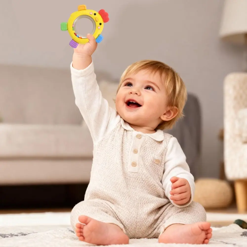 

Cute Silicone Teether Chick-shaped Freezer Safe Chew Easy Grip Design Soothing Sensory 3-12 Months