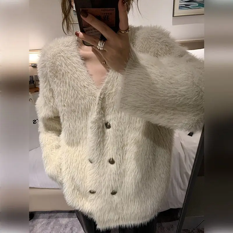 

Свитера Джемперы Кардиганы Женский трикотаж Хлопок Сладкая вязка Массивная текстура Оверсайз Осень Зима Уютный Повседневный Теплый Базовый Сексуальный