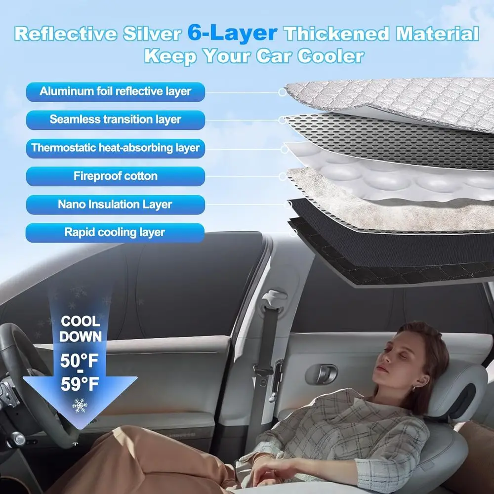 2010-2021 ظلال خصوصية جراند شيروكي، أغطية نافذة السيارة السميكة مكونة من 6 طبقات، مظلات تعتيم وعازلة للحرارة 2 في 1 لـ Ca