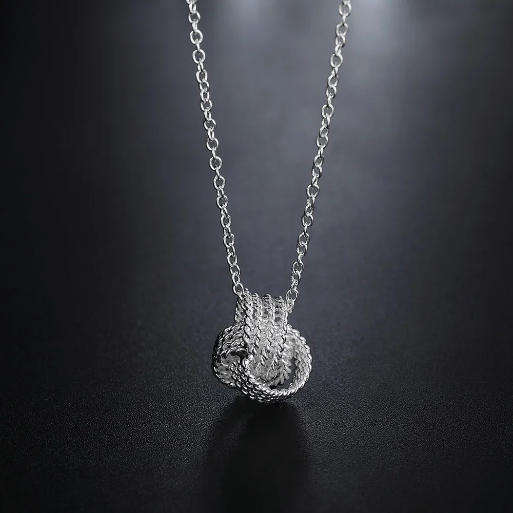 

Hot Sale 925 Sterling Silver Fashion Jewelry 18 Inches Charm Weave Ball Pendant Necklace for Women Wedding Birthday Gifts