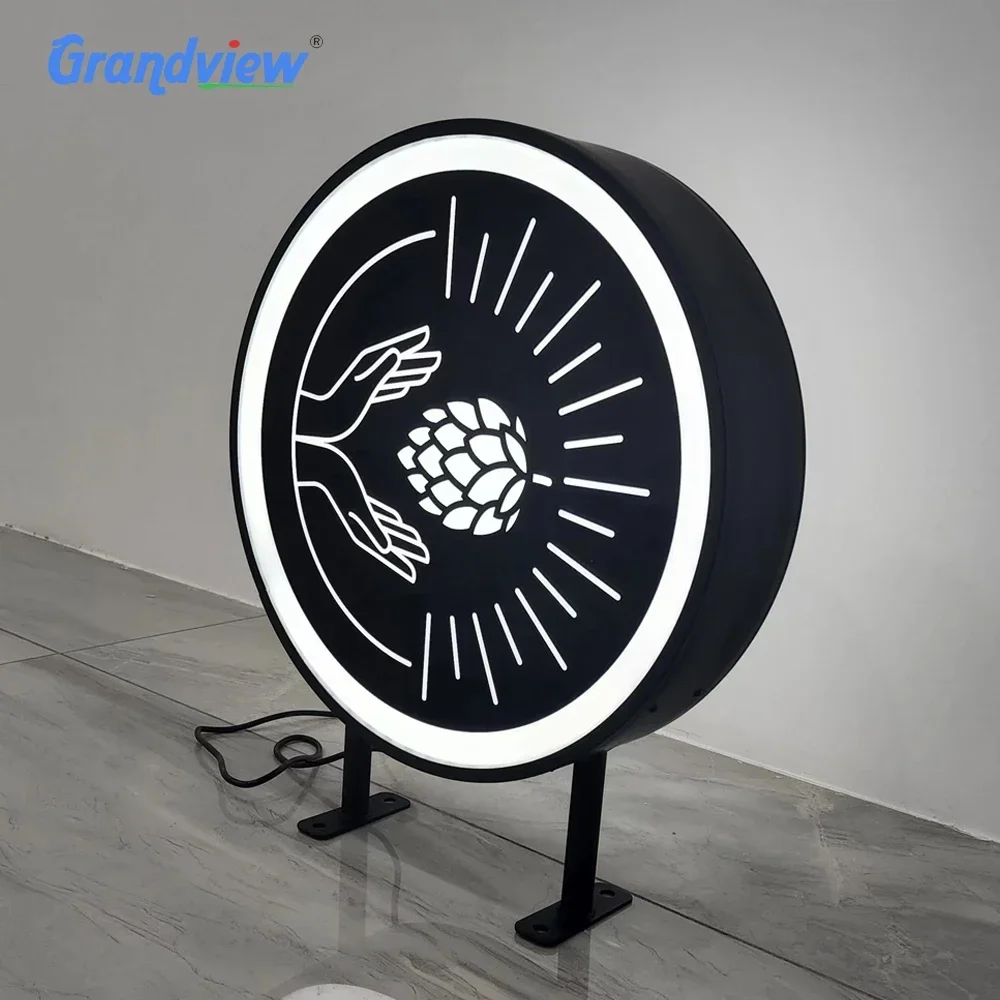 Wall Mount Rotating Sign Led Plastic Double Side Mould-projection Famous Beer Pub Signage Light Box