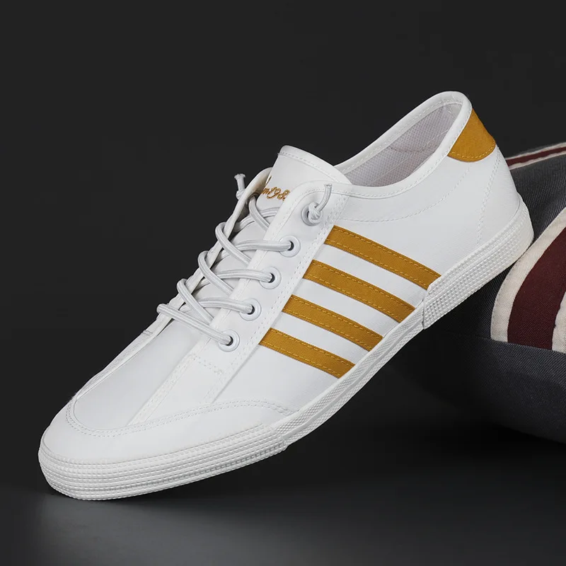 High Quality Male Canvas Footwear Fashion Solid Color Man Vulcanized Shoes Lace-up White Casual Sneakers Tenis Masculino