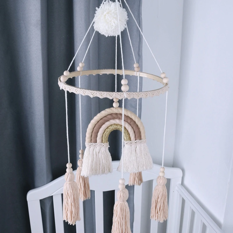 Macrame Regenboog Muur Opknoping Decoratie Boho Home Decor Feestartikelen Baby Shower Dorm Kinderkamer Bead Kwasten Ornamenten