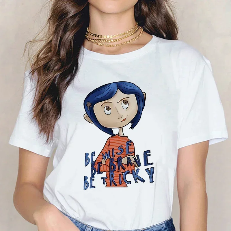 Coraline Doll Dreams Y2k Tee Shirt Women  Vintage Tshirt Fashion Horror Movie T-shirt Halloween Graphic Tops Clothes