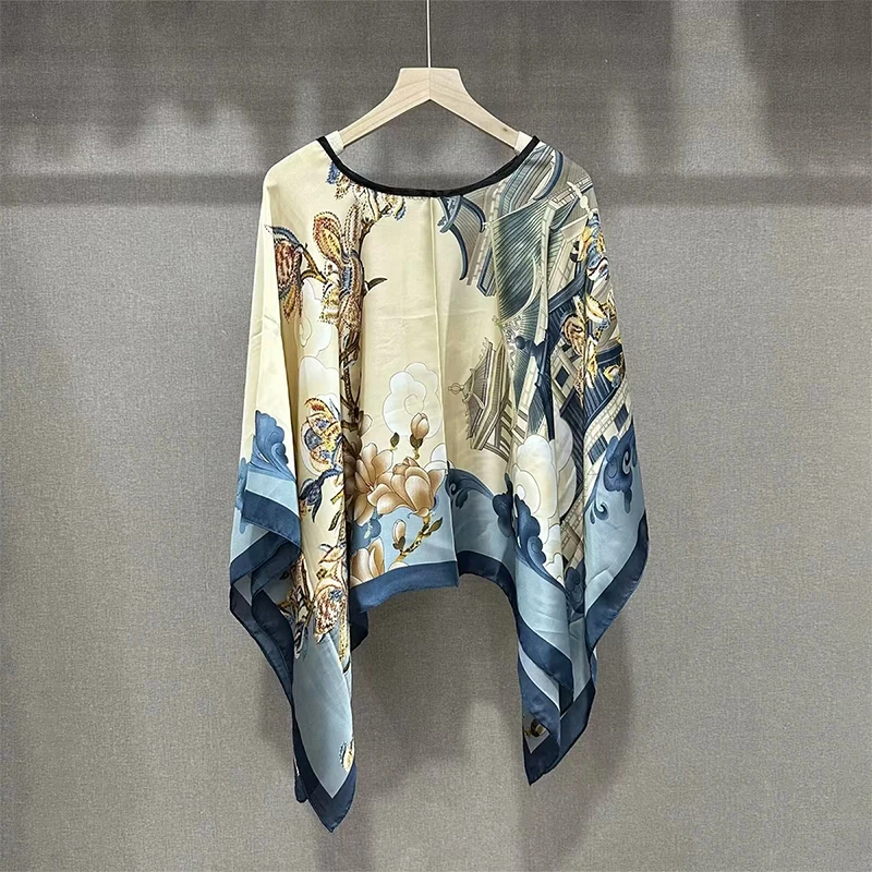 2024 Shawls Summer Beach Sexy Women Fashion Print Chiffon Smock Bikini Cover Up Loose Blouse Sunscreen Comfortable Poncho Hot