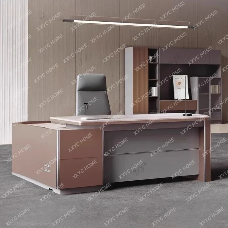 Office Desk Luxury Executive President Manager Computer Desk Room Desks Gaming Table Filing Cabinets Storage Locker Furniture