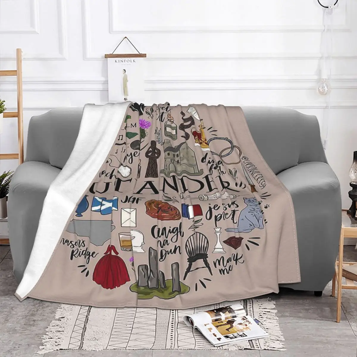 Outlander Anime Blanket Flannel Spring/Autumn Collage for Kids Adult Gift Lightweight Thin Throw Blankets for Bed Outdoor Quilt