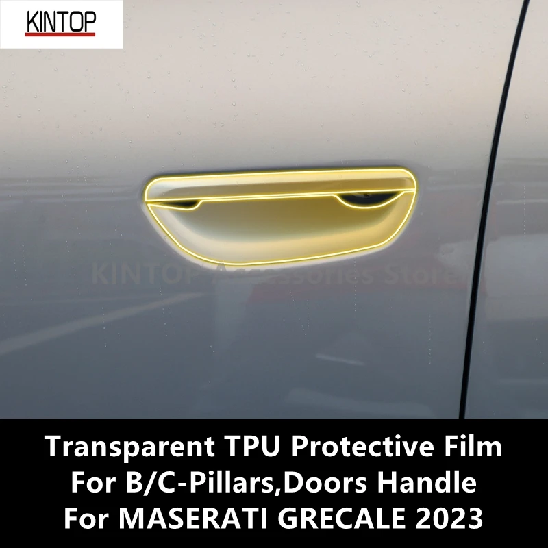 For MASERATI GRECALE 2023 B/C-Pillars,Doors Handle Transparent TPU Protective Film Anti-scratch Repair Accessories Refit