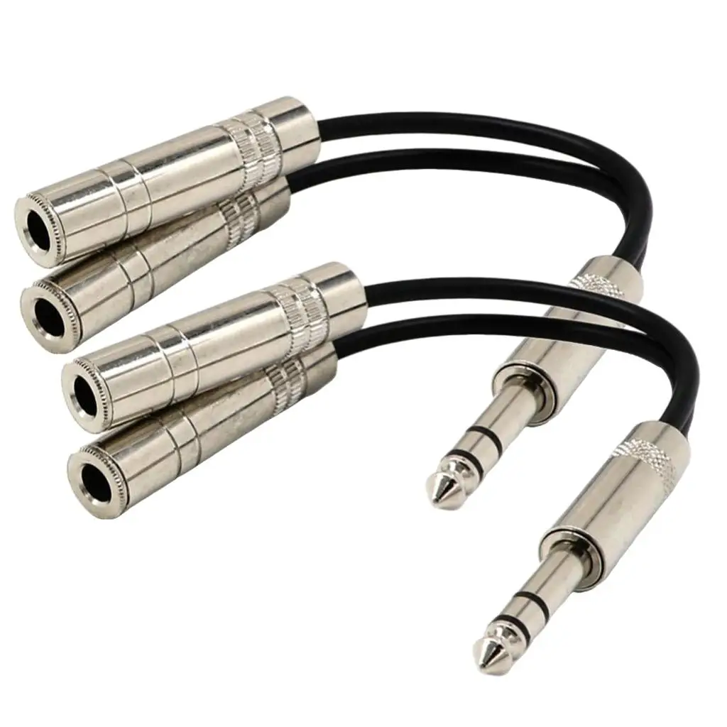 Stereo Jack Audio Cable 6.35 to 2x6.35 Y Splitter Adapter Gold Plated PVC Shielded Audio Cables for Studio Mixer Amplifier