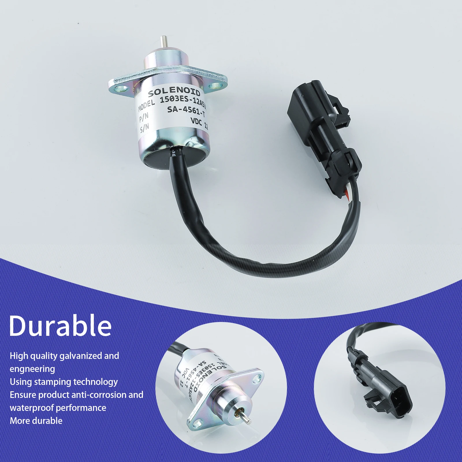 Solenoide de apagado de combustible de 12V SA-4561-T 1503ES-12A5UC9S para solenoide de parada de motor diésel Kubota V1505 D1505 25-15230-01