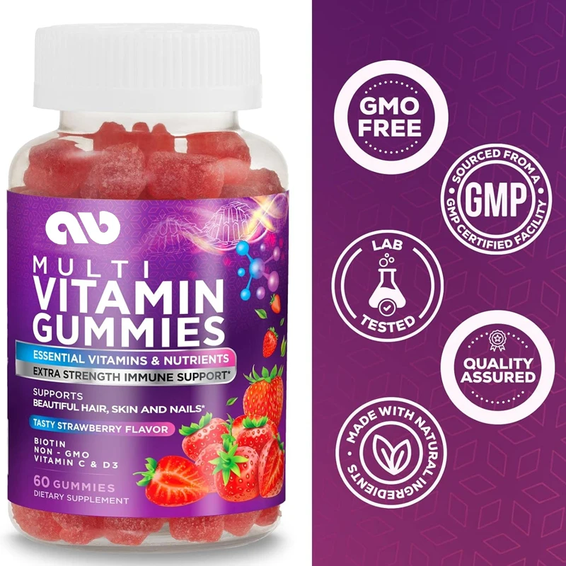 

Adult gummy multivitamin, suitable for both men and women - immune health support, berry flavored -60 capsules