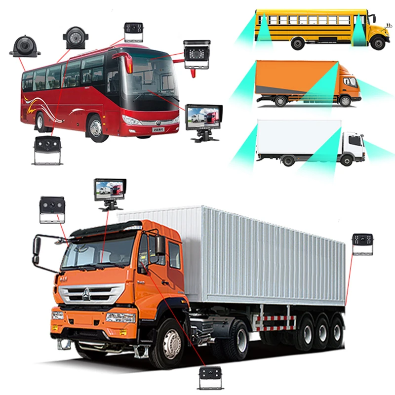 شاشة 7 بوصة للسيارة شاشة الكريستال السائل 4 سبليت سيارة عكس الكاميرا سيارة عكس المعونة كاميرا الرؤية الخلفية شاحنة نظام الكاميرا