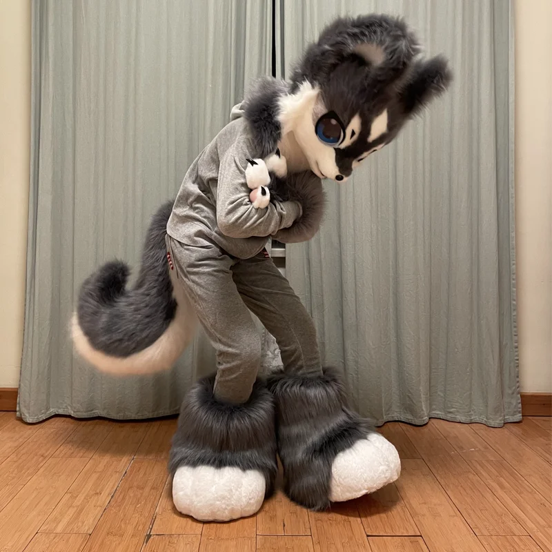 Fursuits رئيس رخيصة الحيوان رئيس زي القط فروي رئيس لطيف الكلب رئيس زي هالوين لعب الأدوار زي Fursuits رئيس كيمونو