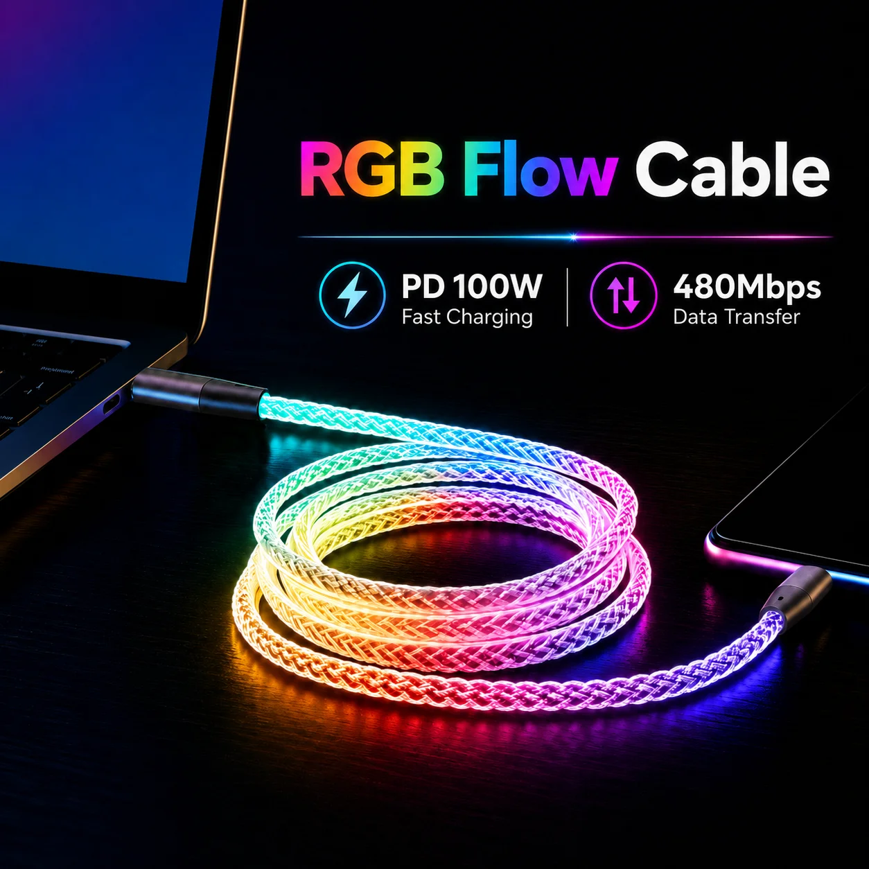 cabo-usb-c-pd-100w-rgb-flow-480mbps-com-carregamento-rapido-e-led-cabo-de-dados-trancado-tipo-c-para-celular-tablet-e-laptop