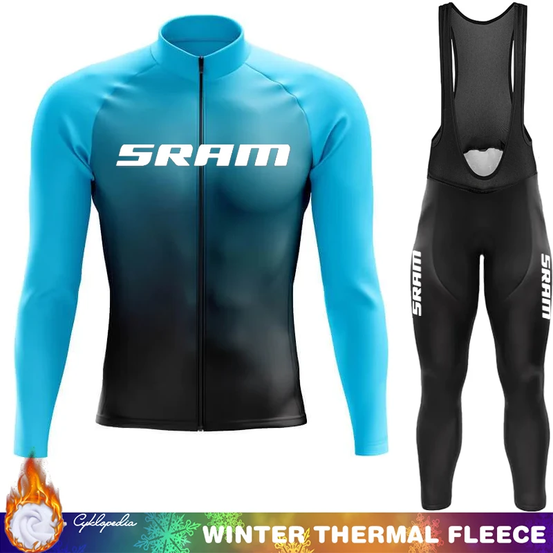 

SRAM Men's Cycling Set Jersey Thermal Road Bikes Termal Fleece Bicycle Clothing Winter 2025 Bike Man Suit Biking Clothes Mens