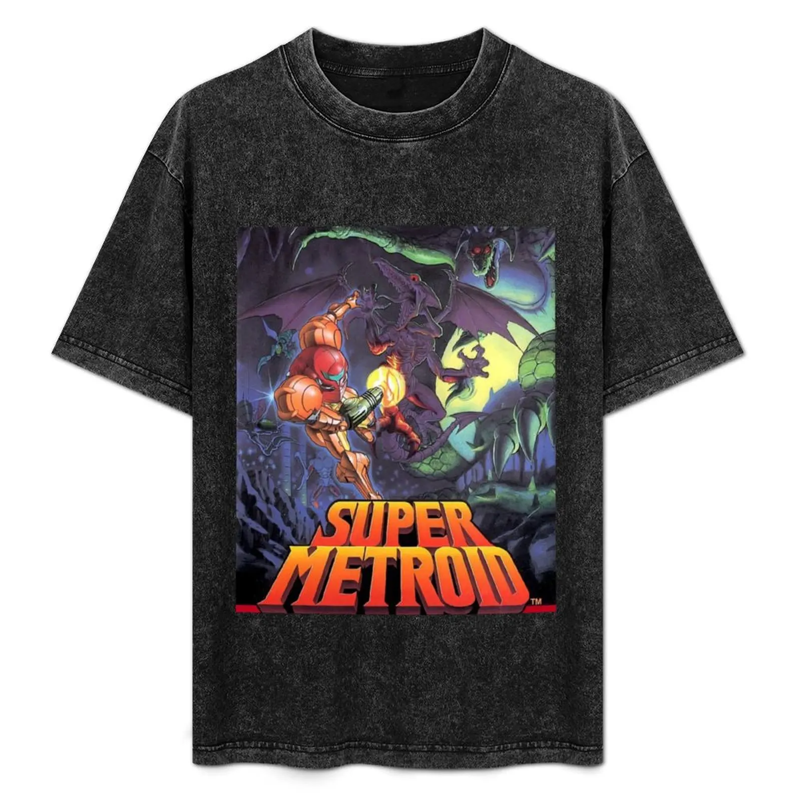 Camiseta con póster de Super Metroid, camisas de aflicción de tallas grandes, camisetas de verano, camisetas de entrenamiento para hombre