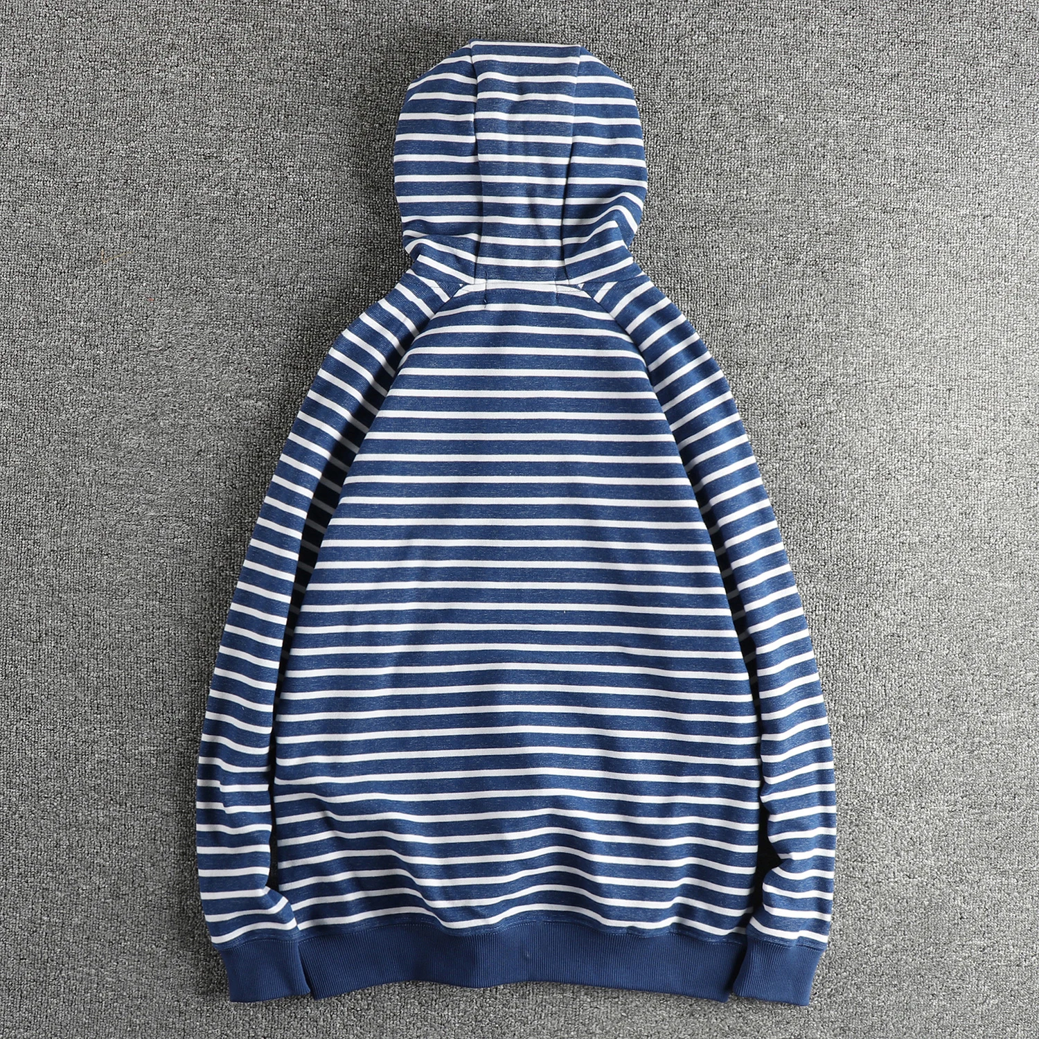 May Khaki vintage Sea Soul striped men's hoodie with light velvet comfortable youth hoodie coat top