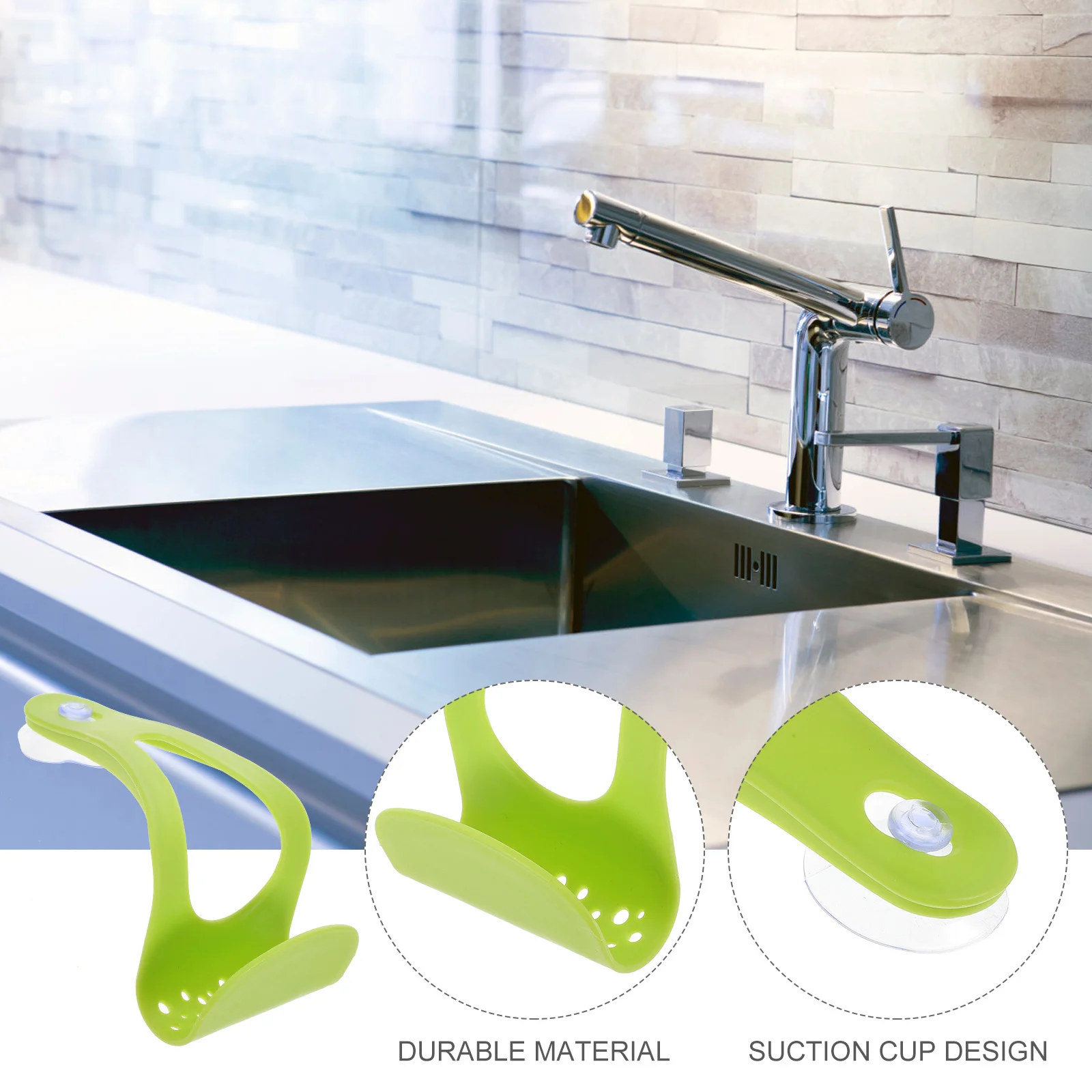 

Kitchen Sink Suction Cup Soap Sponge Holder with Hollow Drain Rack for Scrubber Washcloths Vegetable Dish Scraper Storage Green