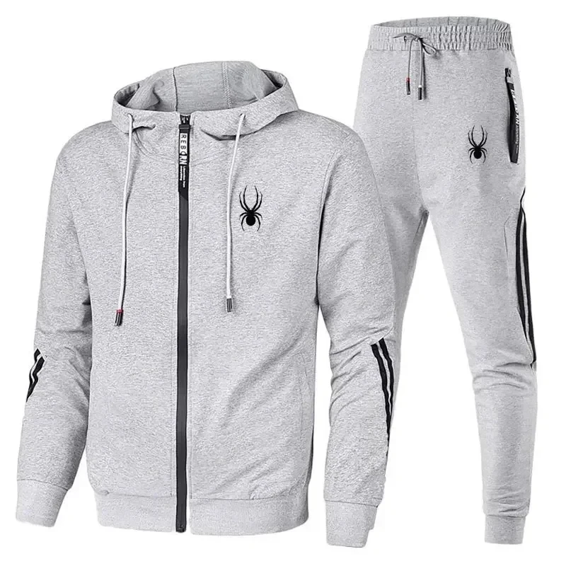 2024 Spring And Autumn Men\'s Casual Zipper Jacket + Sweatpants Two-Piece Running Breathable Fashion Fitness Suit