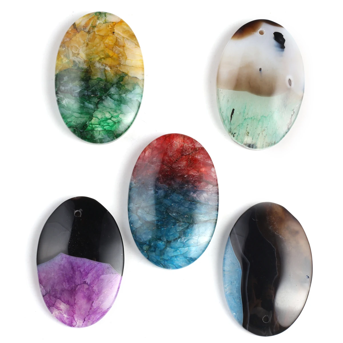 1pcs Natural Stone Necklace Pendant Oval Shape Gradient Pendulum Exquisite Charms for Jewelry Making Diy Necklace Accessories