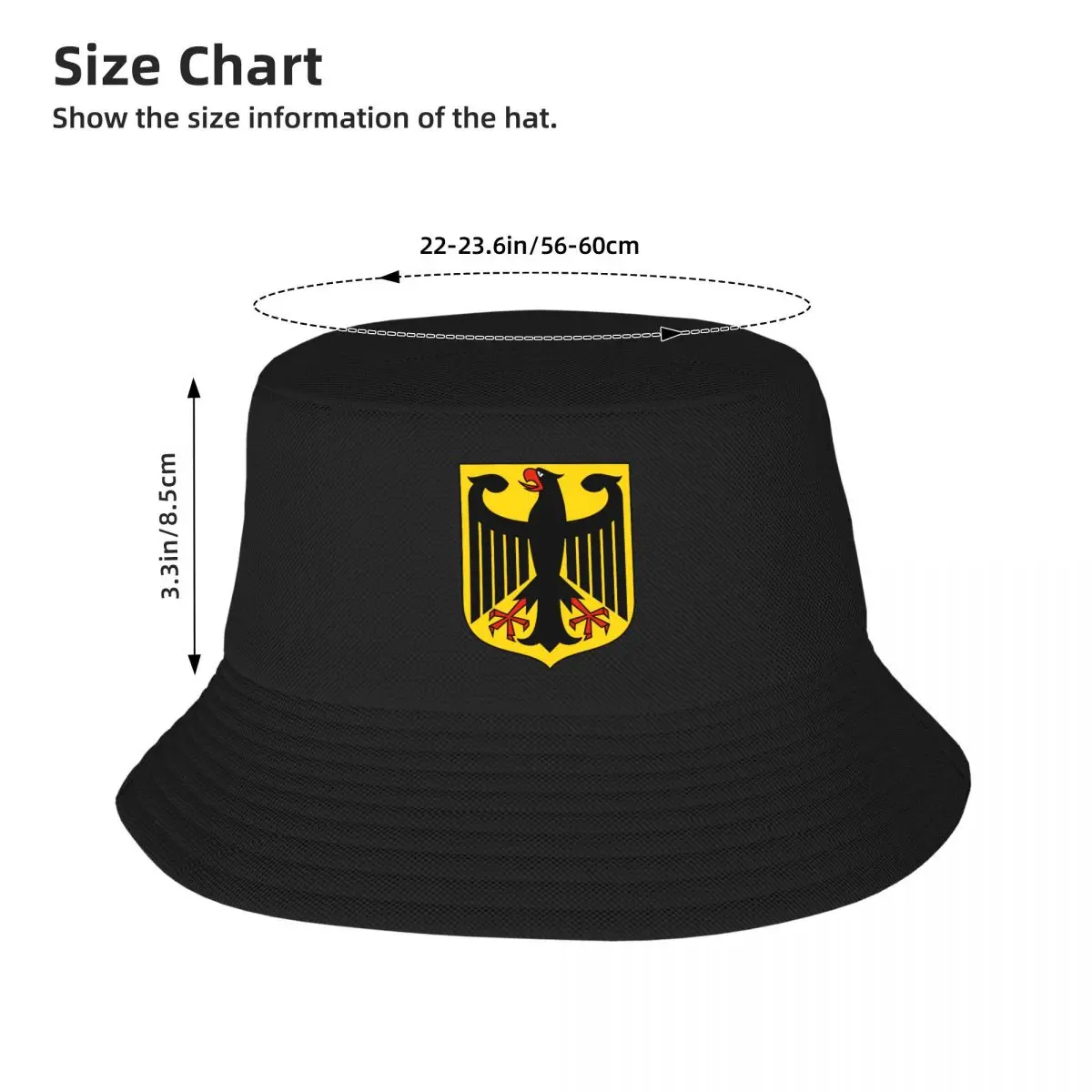 Custom Coat Of Arms Of Germany Bucket Hat Men Women German Flag Eagle Outdoor Sun Summer Camping Cap