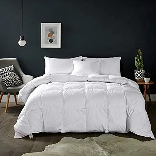 

Queen Size Down Alternative Comforter - Soft Microfiber, Lightweight & Breathable, Machine Washable (90"x90", White)