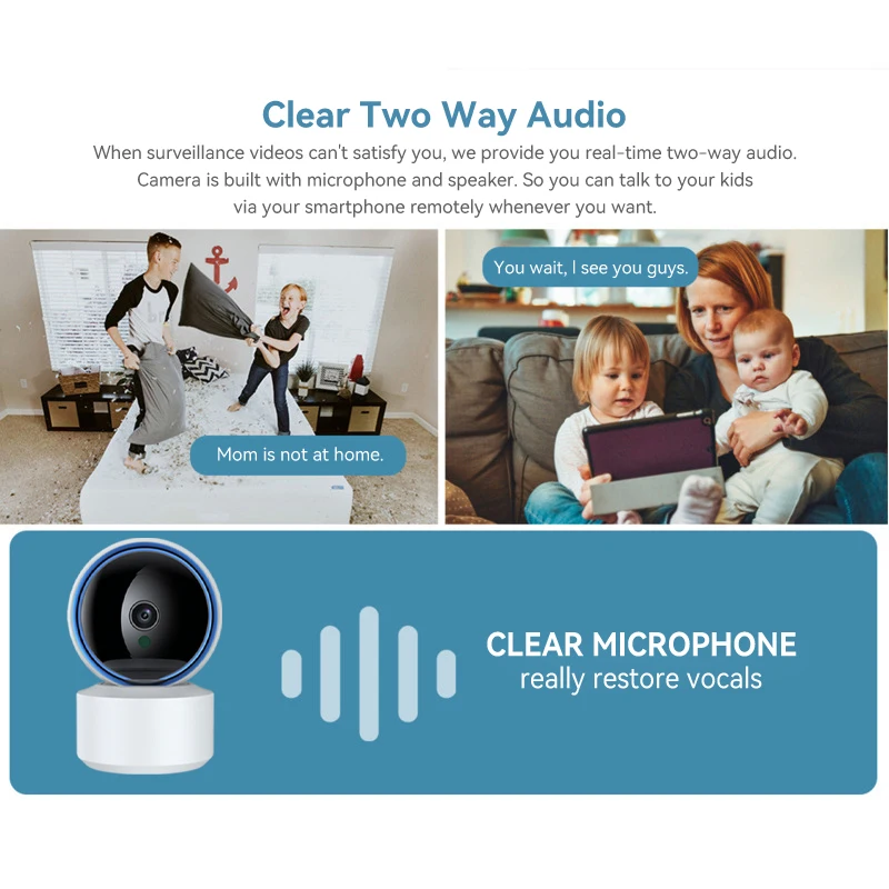 Tuya 5MP WiFi IP Camera Baby Monitor 360° PTZ Motion Detection 2 Way Audio Night Vision Supports TCP/IP/ONVIF Private Protocol