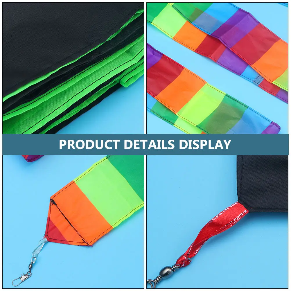 

2Pcs Rainbow Kite Tail Flat Ribbon Streamer Premium Fiber Cloth for Stability Colorful Movement Outdoor Kite Flying Accessories