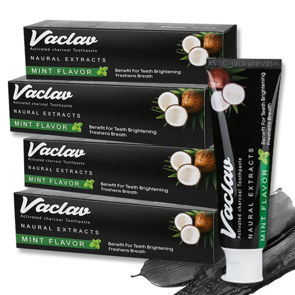 100g Activated Charcoal Toothpaste Mint Flavor Whitening Teeth Fluoride Free Natural Toothpaste, Removes Coffee Smoke and Plaque