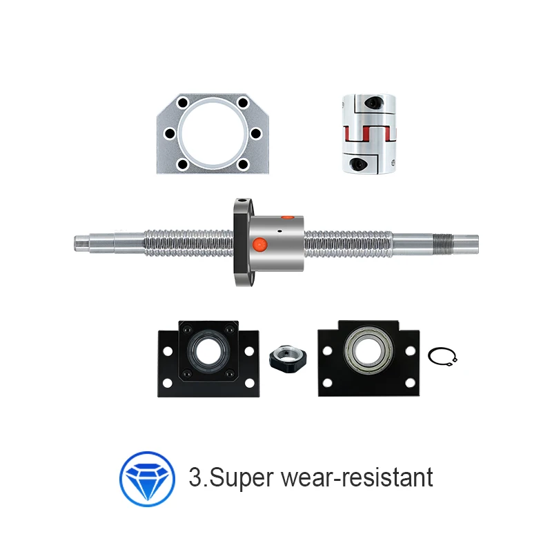 HLTNC tornillo de bola SFU2510 100-6000mm máquina de extremo de tuerca de bola BK20/BF20 soporte + soporte de tuerca + módulo motorizado de acoplamiento para enrutador CNC