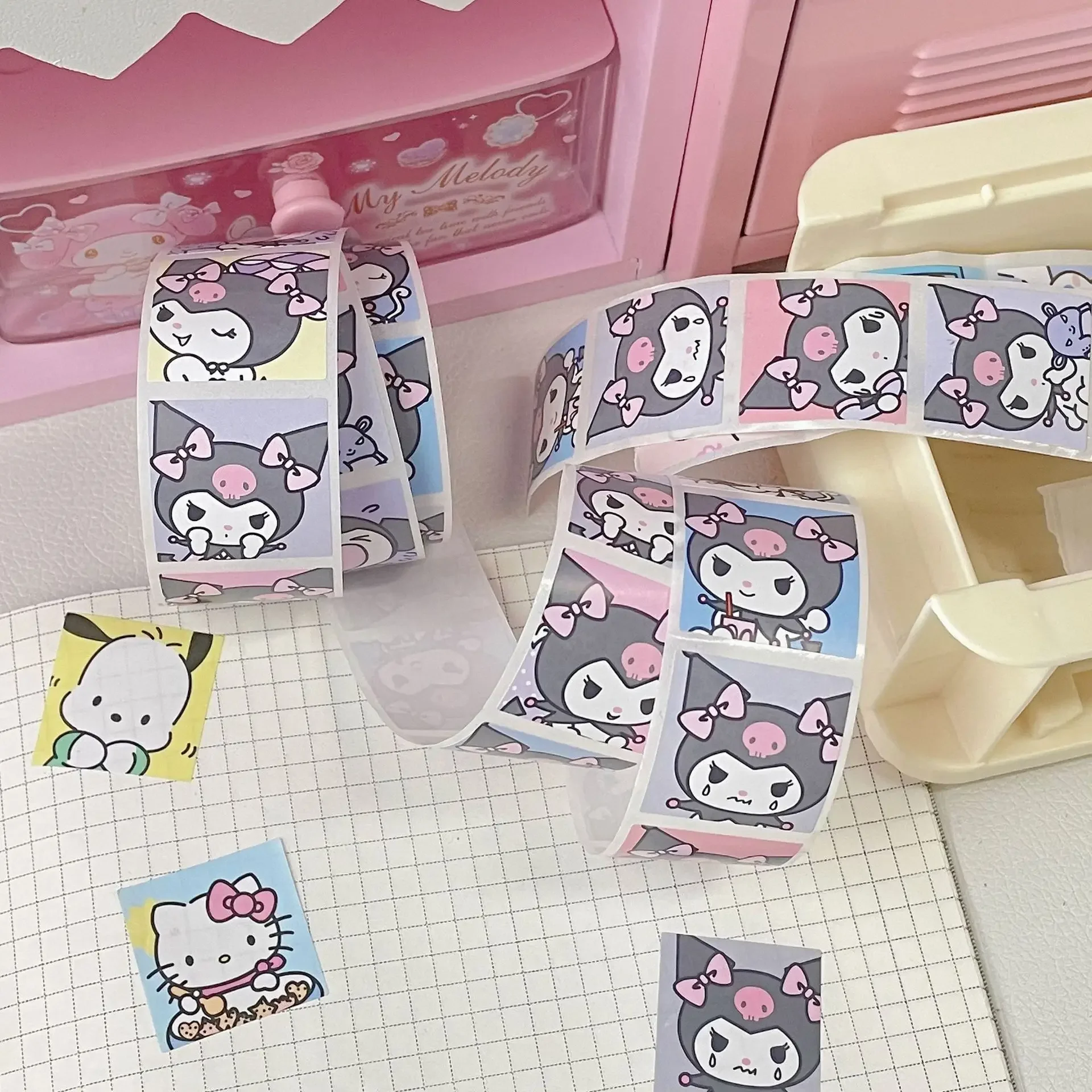 200pcs Cute Cartoon Sanrio Kuromi Hello Kitty Pachacco Cinnamoroll Kids Diy Stickers