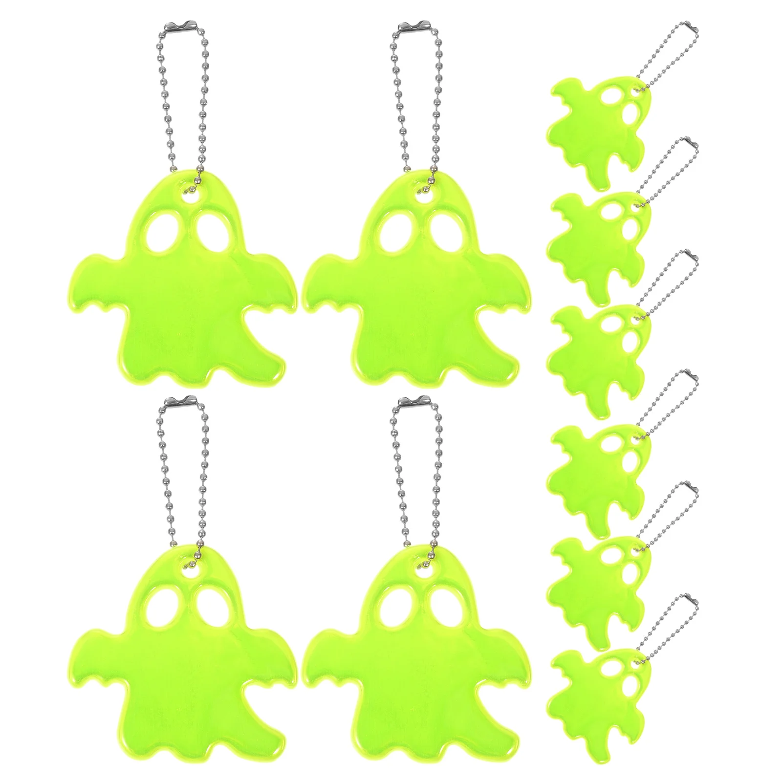 

10Pcs Reflective Ghost Pendants Halloween Decoration Night Ride Safety Warning Easy Attach Detach Party Reflect Pendants