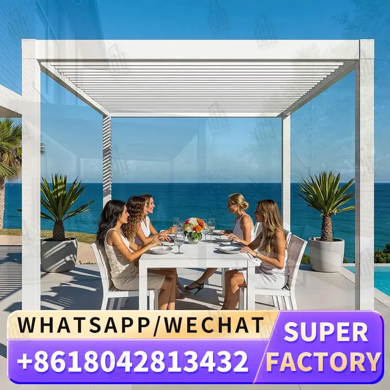 

Easily Installed Motorized Aluminum Louver Roof for Outdoor Veranda and Terrace Patio Gazebo pergola