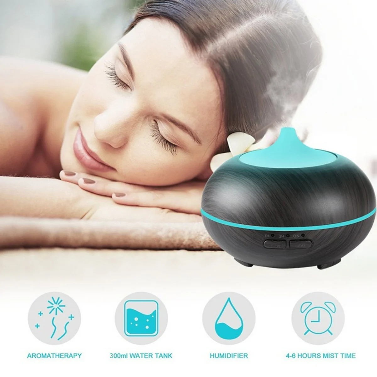 Ultraschall-Aromatherapie-Diffusor, Nebel-Luftbefeuchter, Luftbefeuchter mit 7 Farblichtern, 3 Timer-Einstellungen, Büro, Zuhause, Schlafzimmer, Wohnzimmer,