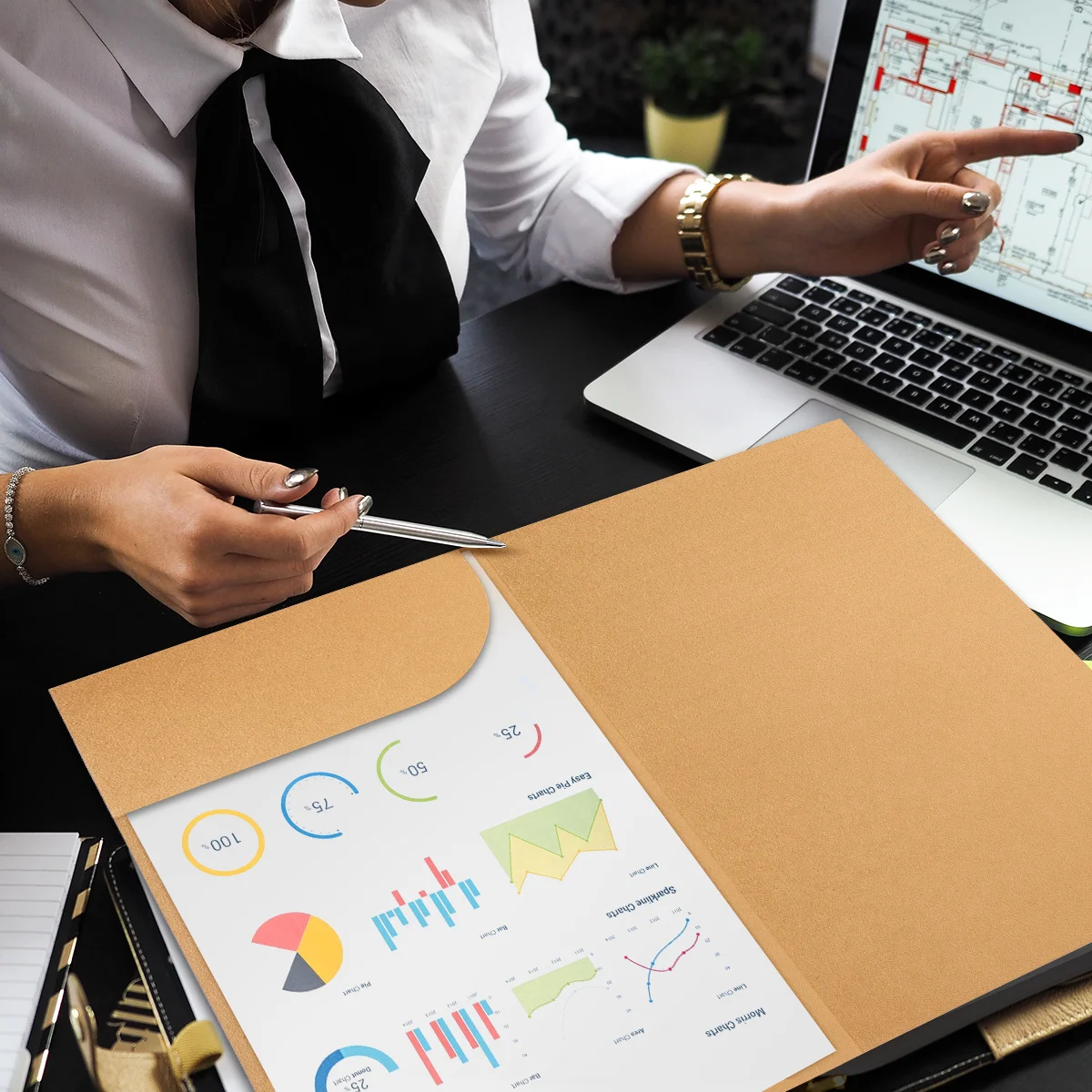 

20pcs A4 Kraft Paper File Folder Document Organizer For Office School Presentation Project Storage With Name Label, Paper Filing