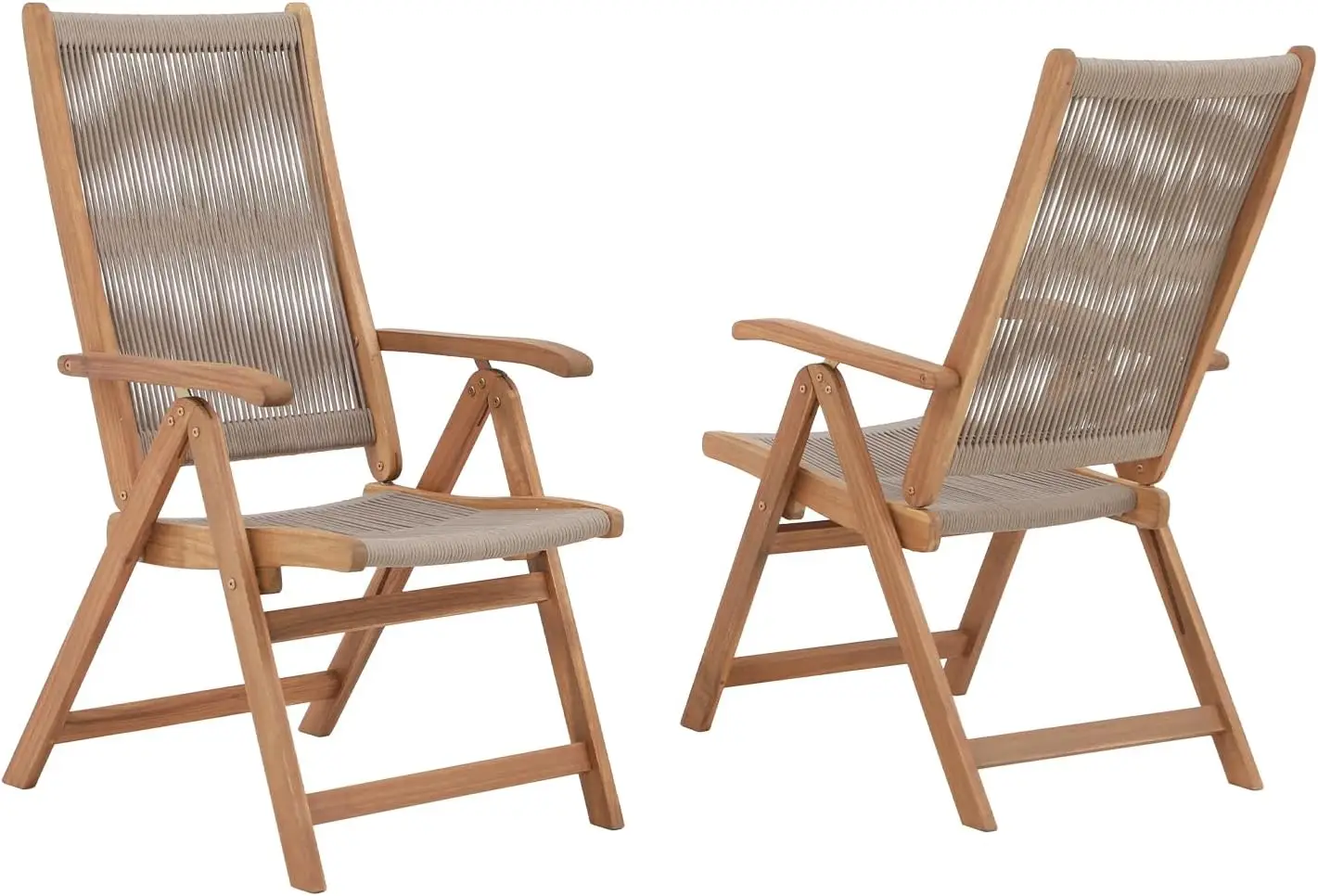 Comfort corner Folding Patio Dining Chair Set of 2,w/Armrest, FSC Certified Wood, for Porch, Backyard, Garden, Indoor, Beige