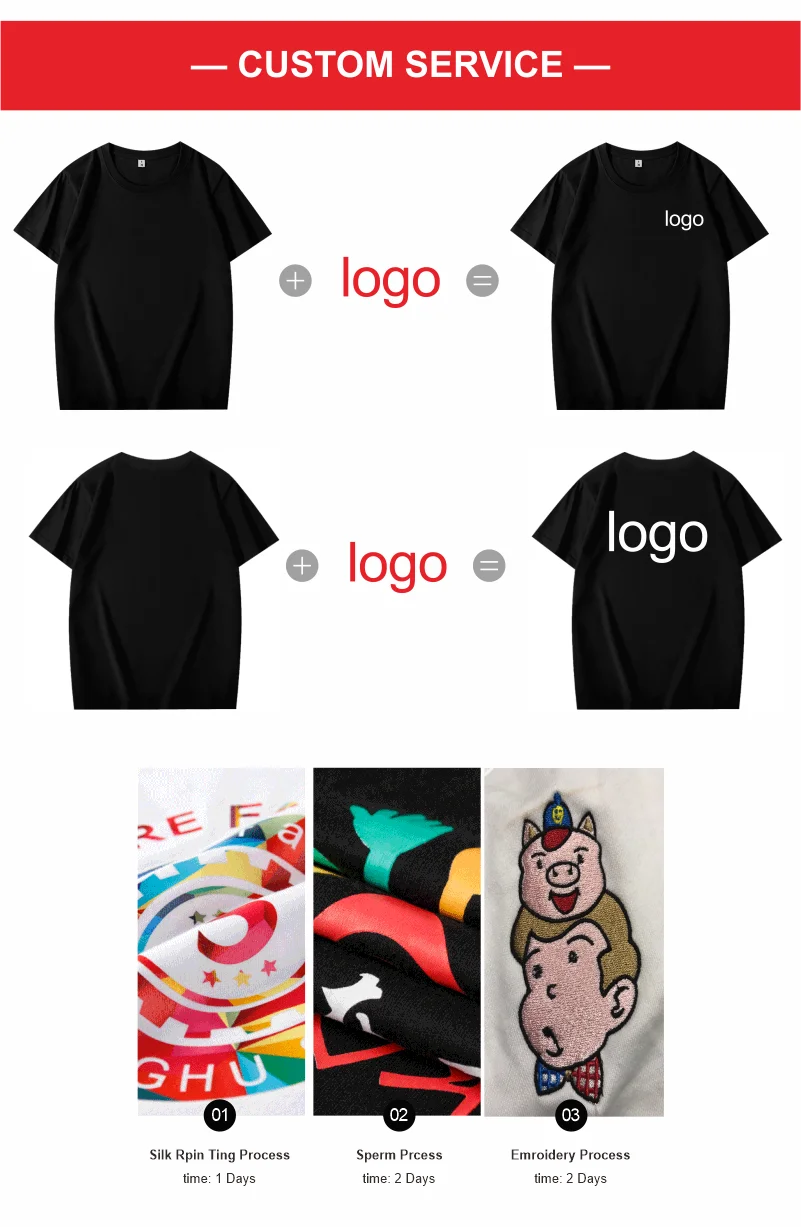 100% Cotton T-shirt Custom Logo Print Image Men and Women Clothes Diy Enterprise Embroidery Team Culture Short Sleeved Tops