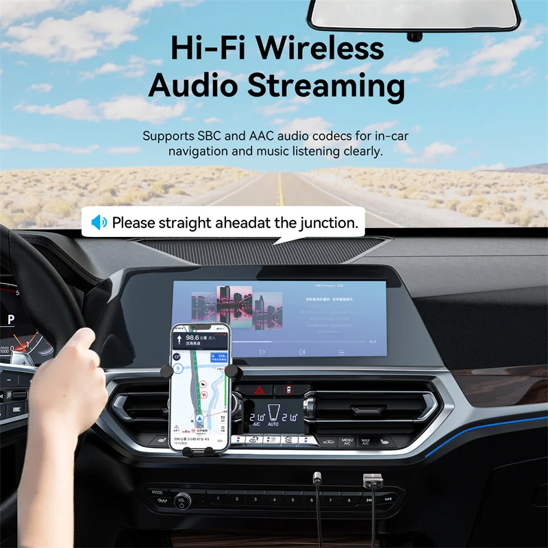 Vention Adattatore Aux Bluetooth 5.4 Ricevitore Bluetooth per auto wireless da USB a jack da 3,5 mm Audio Musica Microfono Vivavoce per altoparlante per auto