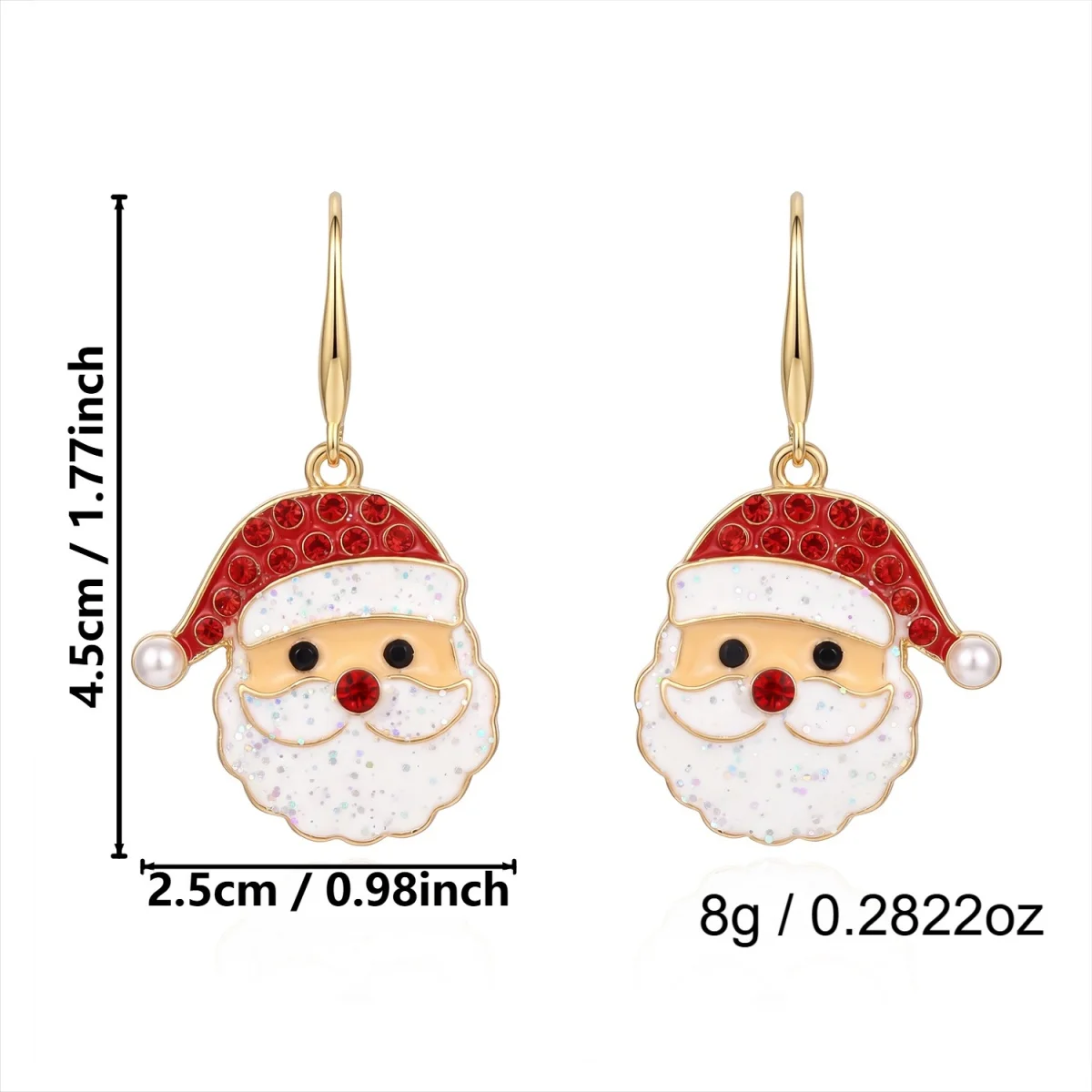 Niedliche, zwinkernde Weihnachtsmann-Ohrringe mit Bart für Damen, Cartoon-Lebkuchen-Weihnachtsbaum-Schleifen-Glühbirnen-Ohrringe, Schmuck – Detail 34