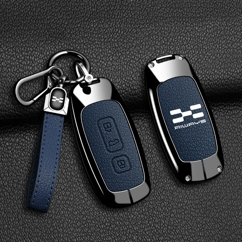 

Zinc Alloy Leather Car Remote Key Case Cover For AIWAYS U5 PRO U6 SE Auto Shell Fob Holder Protector Keychain Accessories