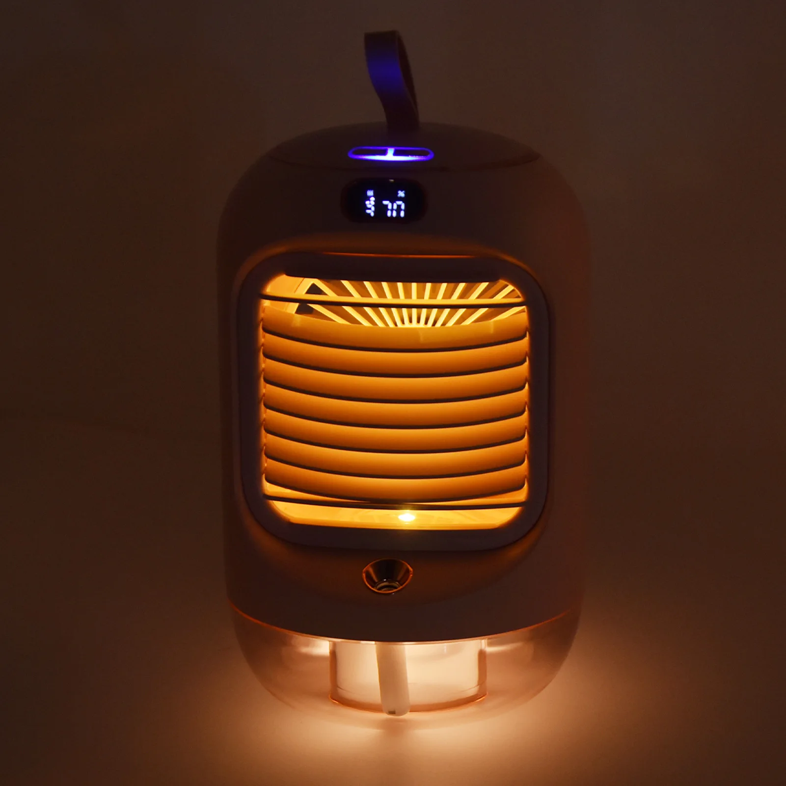 ミニエアコン加湿器,3ギア,5ブレード,USB充電,常夜灯,水冷,小型ファン