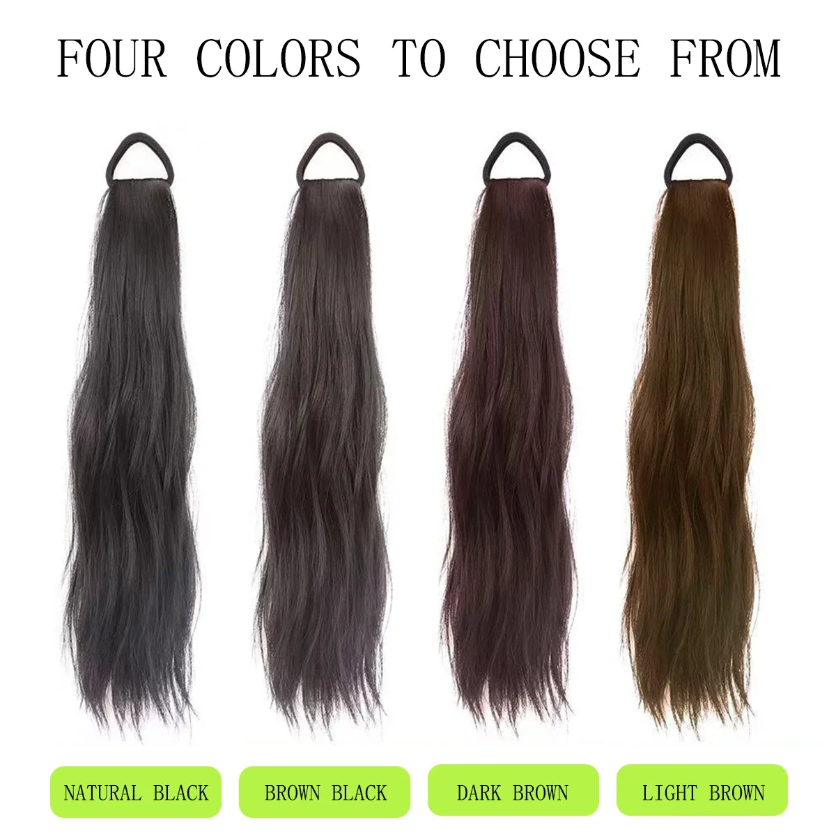 شريط مطاطي اصطناعي ذيل حصان امرأة حلوة سوداء مجعد قليلا ذيل حصان تمديد طويل مقاومة للحرارة شعر مستعار الأسيتالديهايد #5