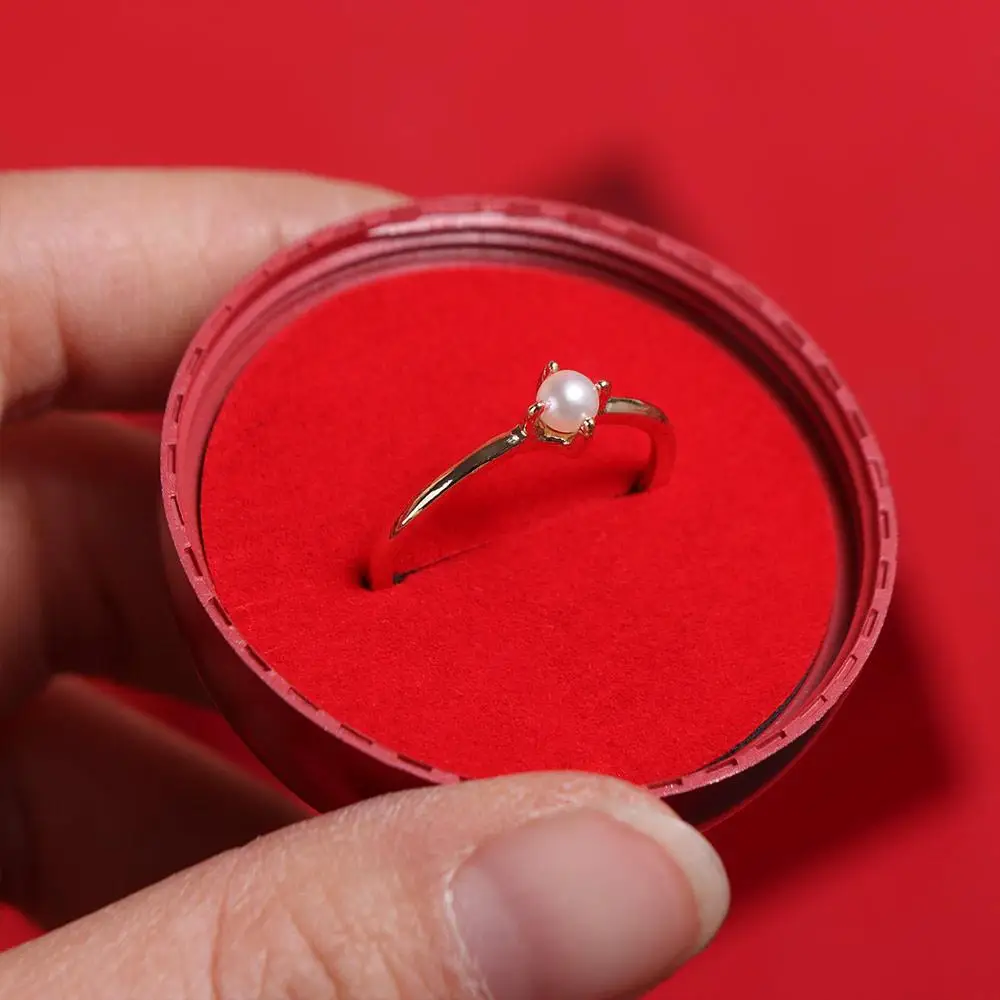 Romantic Simulation Rose Ring Box Red Pendant Packaging Gift Display Box Portable Velvet Jewelry Storage Box Valentine's Day