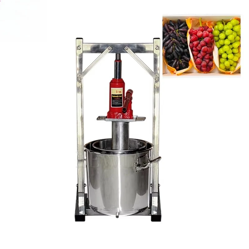 

12-литровый домашний ручной гидравлический пресс для фруктов, маленький пресс для винограда, черники, шелковицы, соковыжималка из нержавеющей стали