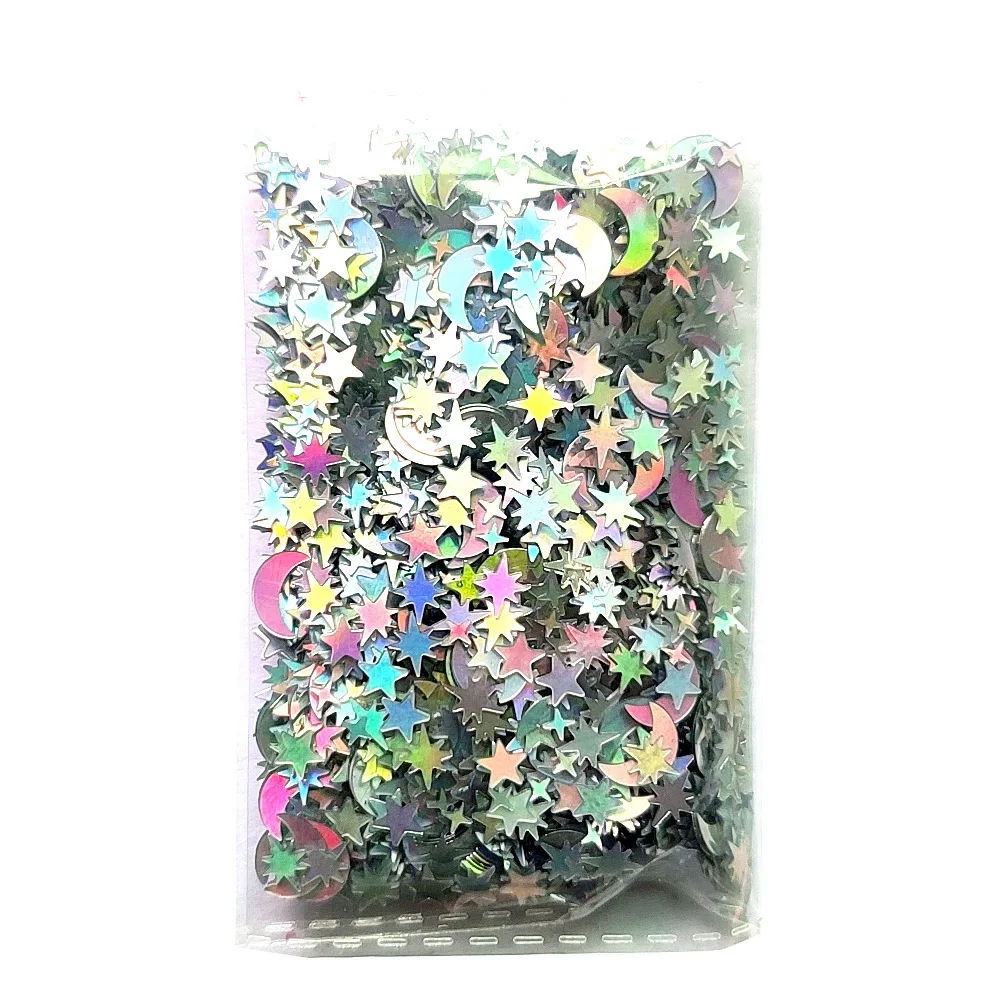 15g/bag Holographic Star Moon Table Confetti Iridescent Metallic Glitter Foil Sequin Scatter for Birthday Wedding Decoration