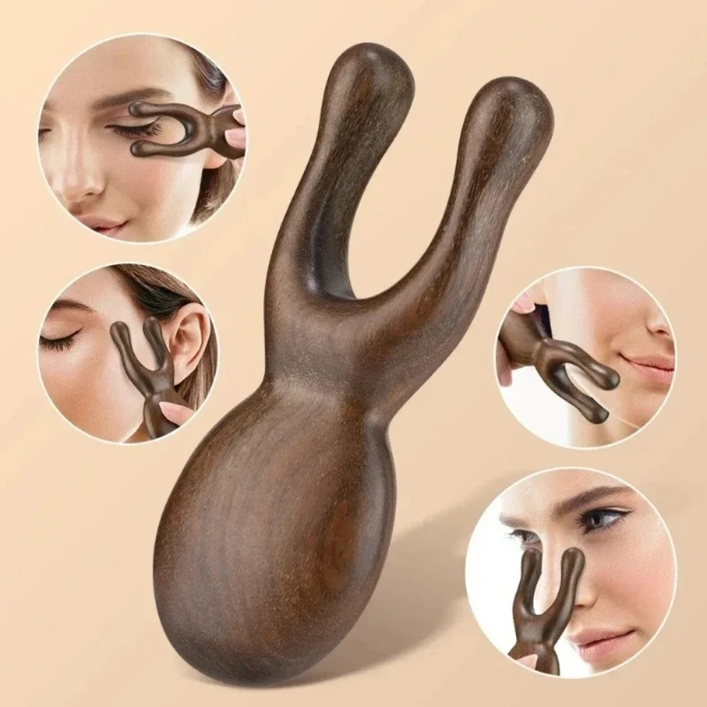 1/2Pcs Wooden Gua Sha Massager for Eyes, Nose, and Face, Pointing Massage Stick For Promotes Blood Circulation Body Relaxation