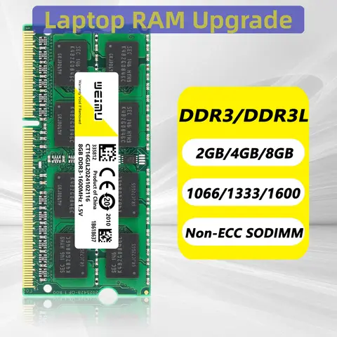 DDR3 DDR3L 4GB 8GB Laptop Memory Module Ram PC3 1.5V 1333 1600 1866Mhz PC3L 1.35V 8500 10600 12800 Sodimm Notebook Memoria Ram