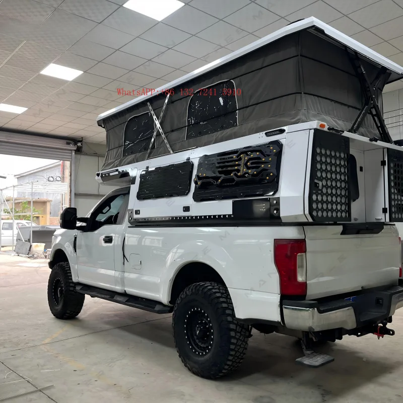 Hongsheng Products /Pop up Truck Camper 4x4 Slide in Camper with Soft Top Roof for Pickup Truck Off Road Camping Overland Travel