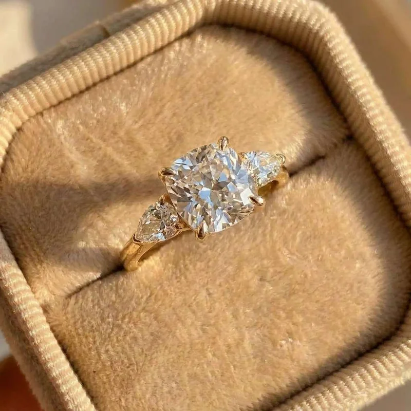 925 Sterling Silber Kissenförmige Zirkonia-Ringe für Frauen Modisches Design Hochzeitsaccessoires Verlobungsringe Trendiger Schmuck Geschenk